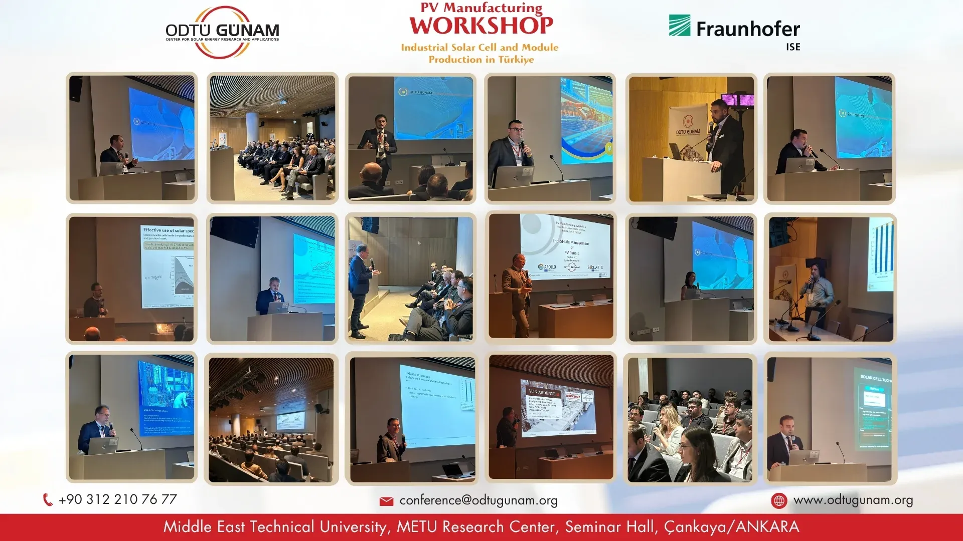PV Manufacturing Workshop: Industrial Solar Cell and Module Production in Türkiye etkinliğimiz, 30 Ekim 2025 tarihinde ODTÜ-GÜNAM ve Fraunhofer ISE iş birliğiyle başarıyla gerçekleştirildi.